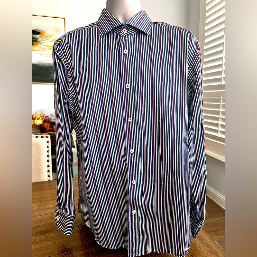 Bugatchi long sleeve striped button up shirt size XL